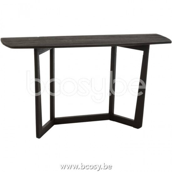 J Line 20626 Console Maty Exotiek Hout Rotan Zwart L140xB40xH78 cm consoles wandtafels
