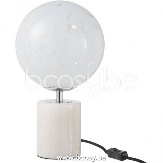 J Line 20633 Lamp Dany Vlekken Op Voet Glas Wit L18xB18xH32 cm Tafellampen Leeslichten Leeslampen Binnenverlichting