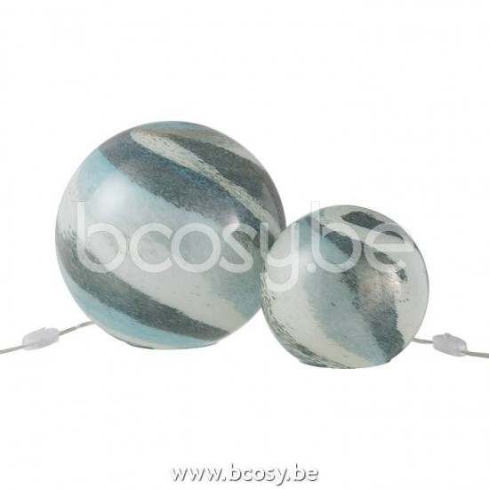 J Line Jline Jolipa 20669 Lamp Dany Strepen Rond Glas Blauw Groen Large