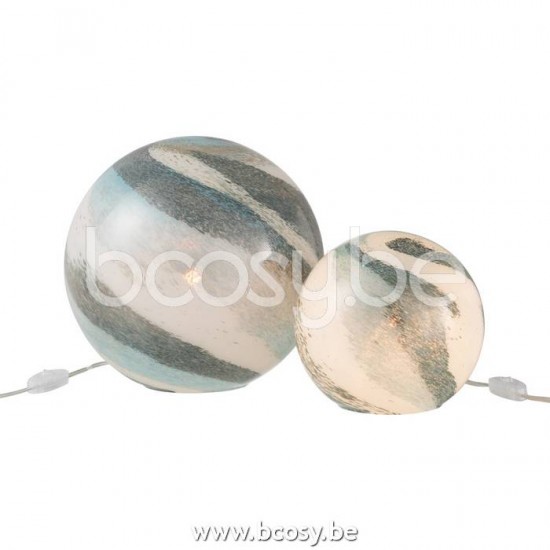 J Line Jline Lamp Dany Stripes Round Glass Blue Green Large Table Lights