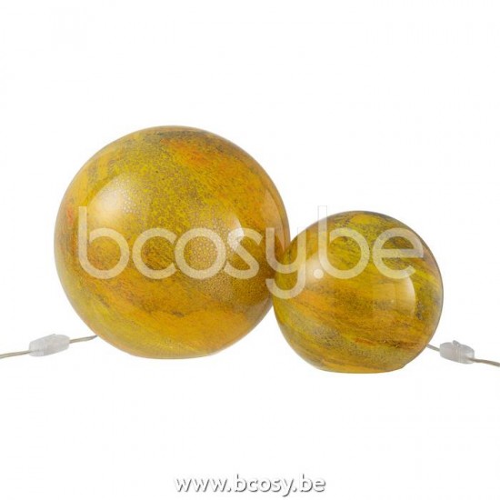J Line Jline Jolipa 20679 Lamp Dany Strepen Rond Glas Geel Large