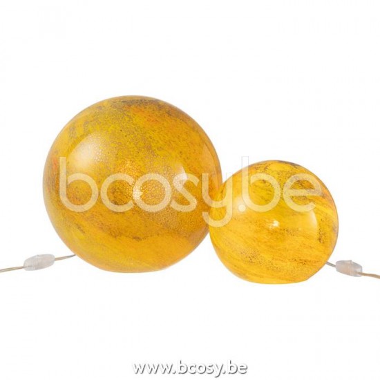 J Line Jline Lamp Dany Stripes Round Glass Yellow Large Table Lights