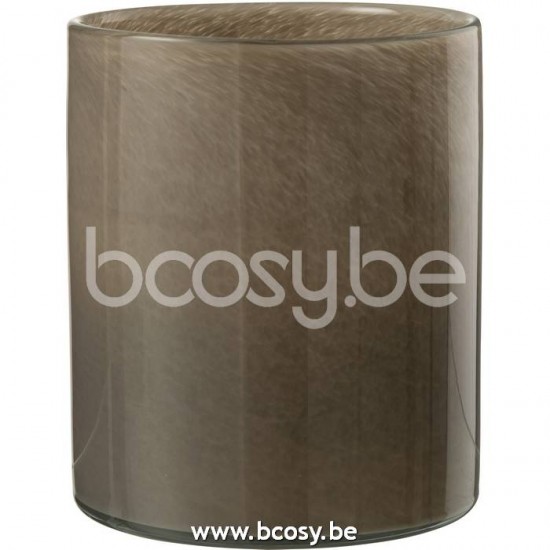 J Line 20683 Theelichthouder Jade Bruin Large L15xB15xH18 cm T theelichten theelichthouders