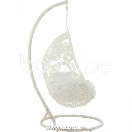 chaise suspendue oeuf Jolipa J Line Jline Fauteuil Suspendu Coussins Bula Metal Roseau Blanc