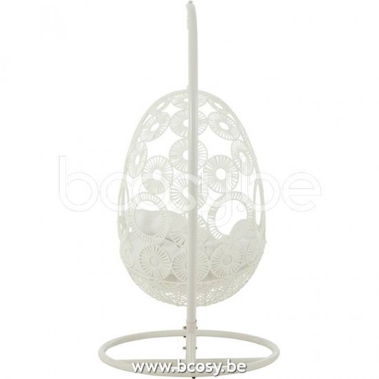 J Line Jline Jolipa 20706 Hangstoel Kussens Bula Metaal Riet Wit