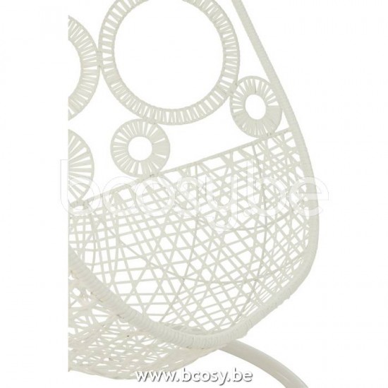 J Line Jline Hängestuhl Kissen Bula Metall Rattan Weiß stuhl haengend haengesessel