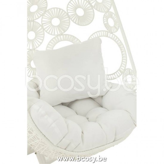 J Line Jline Sedia Da Sospendere Cuscini Bula Metallo Rattan Bianco Asiento Bula Blanco