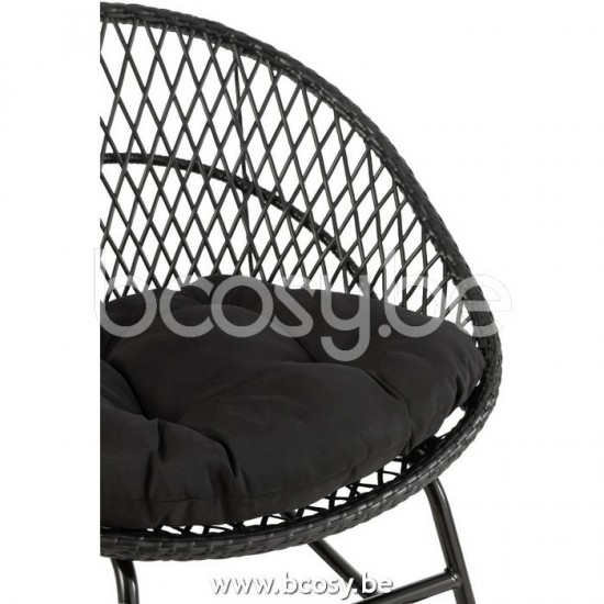 J Line Jline Sedia A Dondolo Cuscino Zayo Metallo Rattan Nero Sofa Cojines Zayo Metal Cana Negro