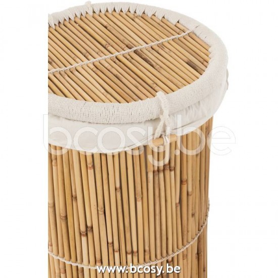 paniers de rangement Jolipa J Line Jline Set De 2 Paniers Cylindre Bambou Naturel Blanc