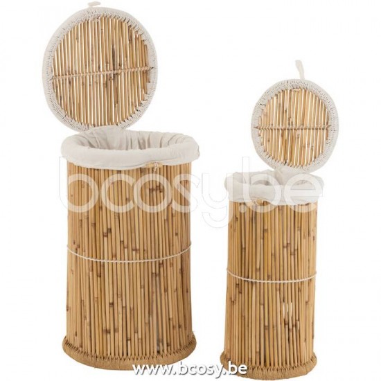 J Line Jline Jolipa 20732 Set Van 2 Manden Cilinder Bamboe Natural Wit