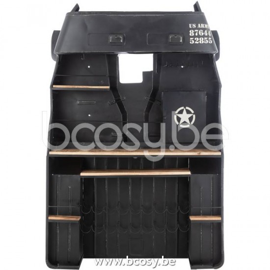 armoires bar meubles Jolipa J Line Jline Bar Camion Metal Bois De Manguier Noir Naturel