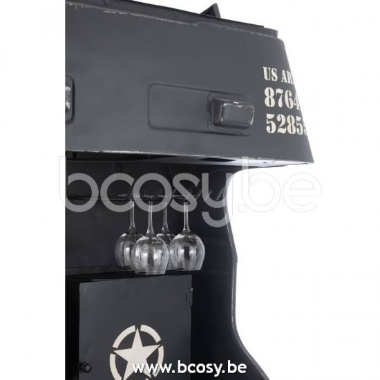 J Line Jline Bar Camion Metallo Legno Di Mango Nero Naturale Bar Camión Metal Mango Madera Negro Natural