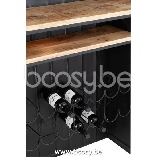 Jline Bar Camión Metal Mango Madera Negro Natural