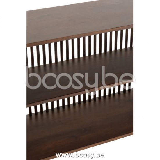 J Line Jline Console 2 Ripiani Conie Legno Di Mango Marrone Scuro Consola 2 Tablas Conie Madera De Mango Marron Oscuro