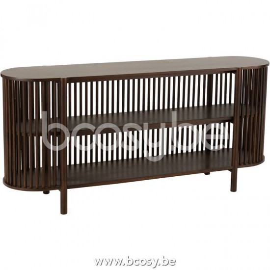 J Line 20792 Console 2 Planken Conie Mango Hout Donker Bruin L160xB40xH75 cm consoles wandtafels