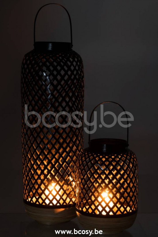 J Line Jline Laterne Evi Bambus Schwarz Large lanternen