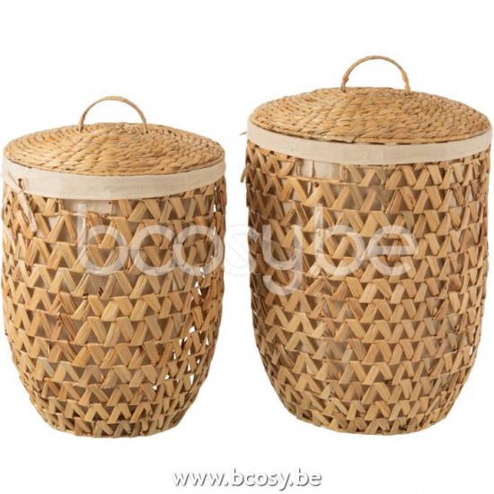paniers de rangement Jolipa J Line Jline Set De 2 Paniers A Linge Jacinthe D Eau Naturel