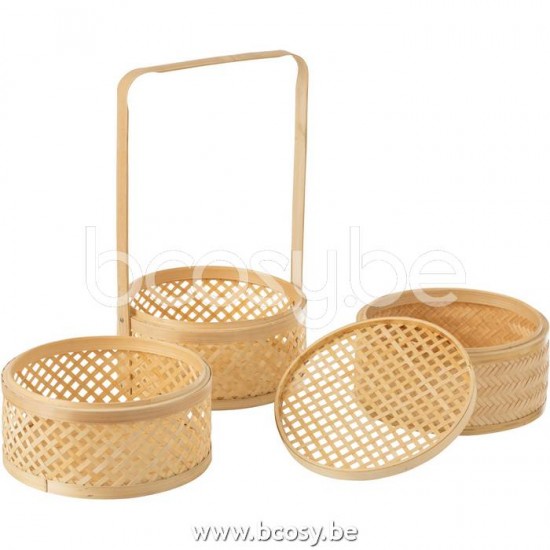 J Line Jline Jolipa 20901 Opbergmandje 3Vakken Bamboe Naturel