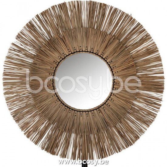 J Line 20910 Spiegel Mendi Rond Gras Naturel Medium L90xB4xH90 cm sierspiegels