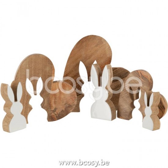 J Line Jline Jolipa 20928 Konijn Silouet Hart Puzzel Mango Hout Naturel Wit Large