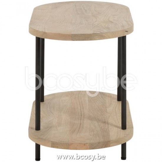 tables d appoint bouts de canapé Jolipa J Line Jline Table D Appoint Eli 2 Etages Bois De Manguier Fer Naturel Gris