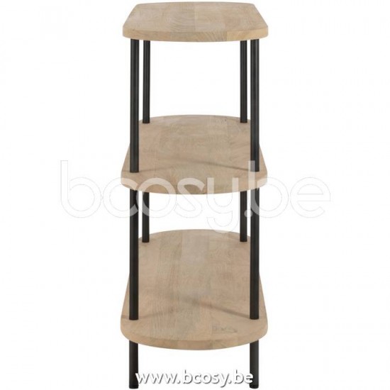 tables de drapier murales Jolipa J Line Jline Console Eli 3 Etages Bois De Manguier Fer Naturel Gris