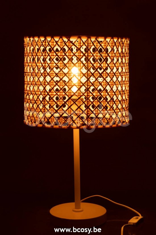 Éclairage Armatures Luminaires D'intérieur Pieds De Lampe Avec Abat Jour Lampes De Table Jolipa J Line Jline Lampe Roma Bambou Metal Naturel Blanc