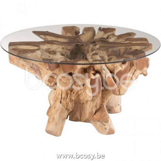 J Line 20977 Salon Tafel Raoul Teak Hout Naturel Small L90xB90xH45 cm eettafels keukentafels woonkamer