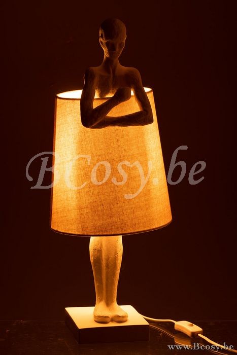 Éclairage Armatures Luminaires D'intérieur Pieds De Lampe Avec Abat Jour Lampes De Table Jolipa Jline Lampe Figurine Soutien Resine Blanc