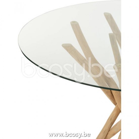 tables a manger de repas Jolipa J Line Jline Table Appoint Branche Teck Naturel Verre