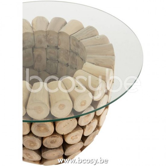 tables d appoint bouts de canapé Jolipa J Line Jline Table Appoint Disques Ouvert Teck Naturel Verre