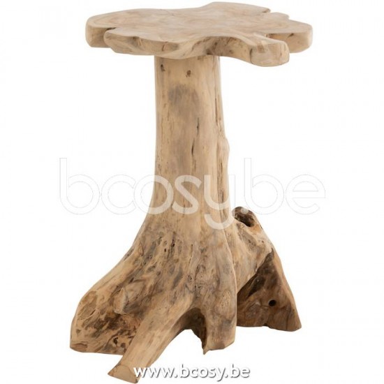 J Line 21123 Bijzettafel Amy Teak Hout Naturel Large L40xB40xH65 cm salontafels bijzettafels koffietafels