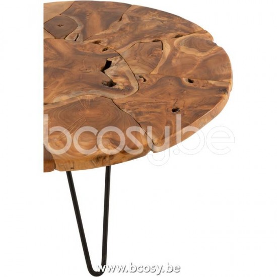 J Line Jline Jolipa 21125 Salontafel Samuel Rond Teak Hout Bruin