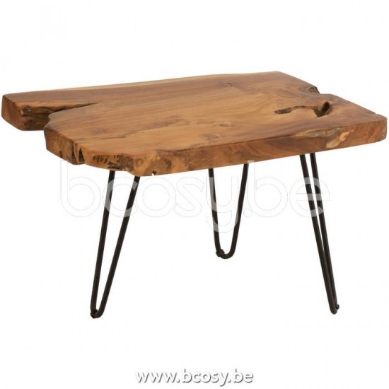 J Line 21128 Bijzettafel Onregelmatig Teak Hout Bruin L60xB40xH50 cm salontafels bijzettafels koffietafels