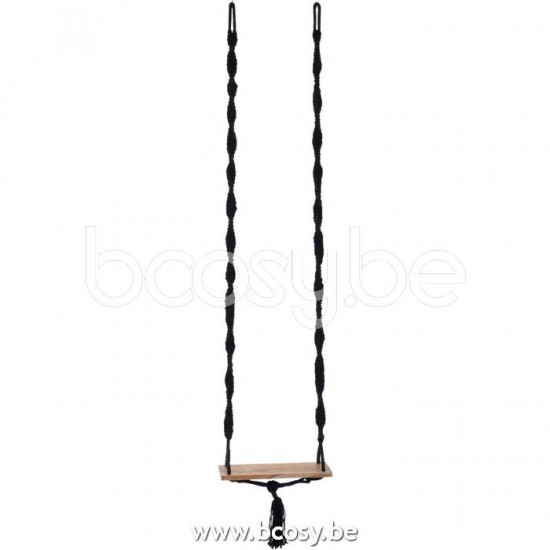 J Line 21164 Schommel Katoen Alabasia Hout Zwart cm schommelstoelen wipstoelen wiegelstoelen