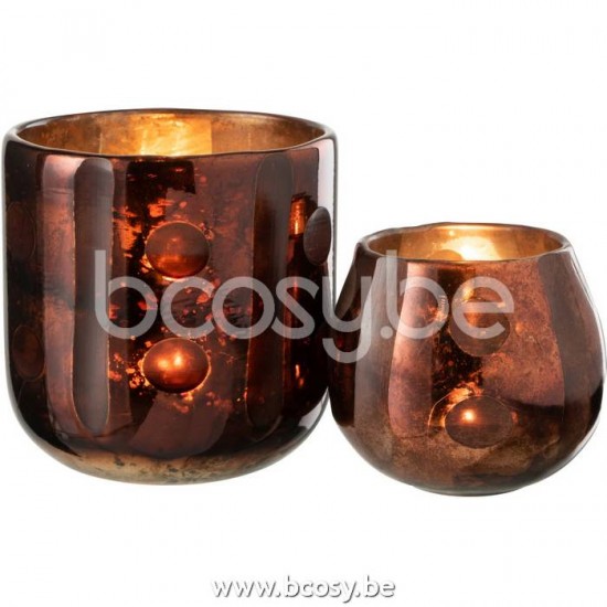 J Line Jline Tealight Holder Coconut Cylinder Glass Brown tea lights holders
