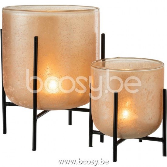 J Line Jline Hurricane Astor On Foot Glass Metal Amber Large lanterns hurricanes