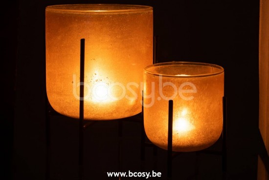 J Line Jline Windlicht Astor Auf Fuß Glas Metall Amber Large lanternen