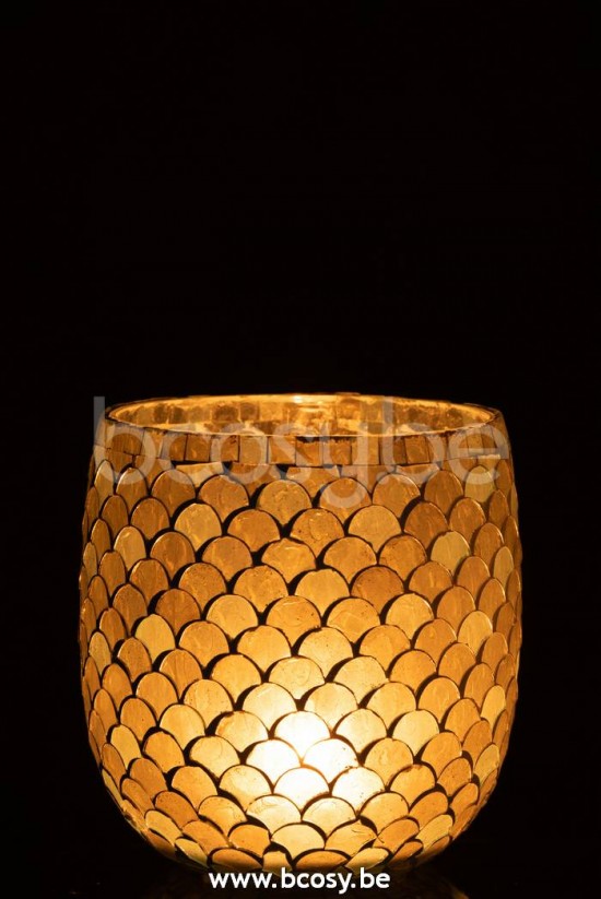 photophores Jolipa J Line Jline Photophore Mosaique En Verre Blanc Jaune Clair Large