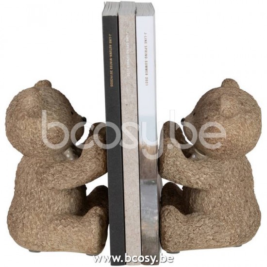 serres livres Jolipa J Line Jline Set De Deux Presse Papier Ours Teddy Resine Marron Clair