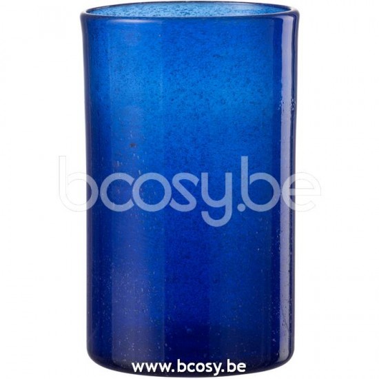 J Line 21691 Longdrinkglas Lisboa Glas Blauw L8xB8xH13 cm apero cocktailglazen glas voor cocktail