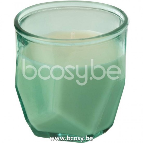 J Line 21725 Kaars Origami Glas Aqua 30U L9xB9xH9 cm kaarsjes