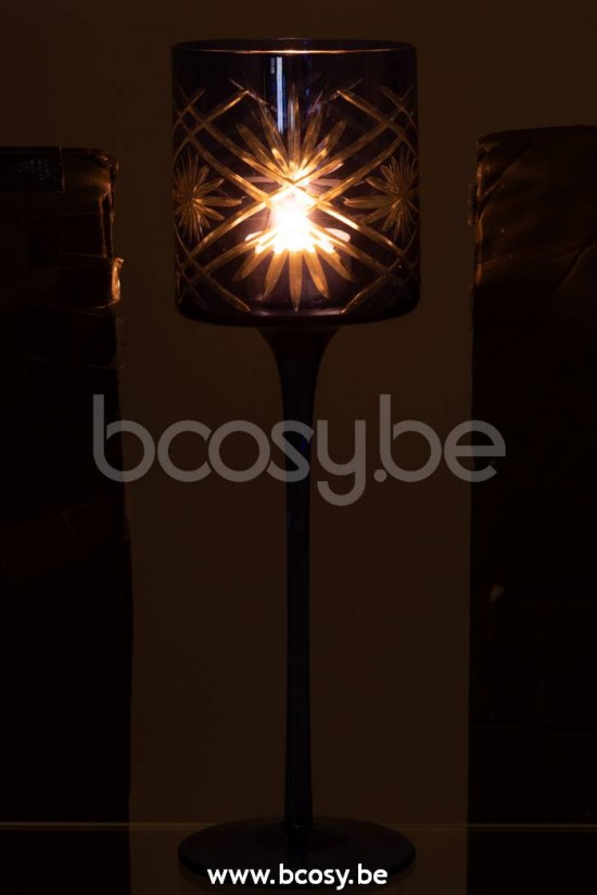 photophores Jolipa J Line Jline Photophore Pied Santorini Verre Bleu Large