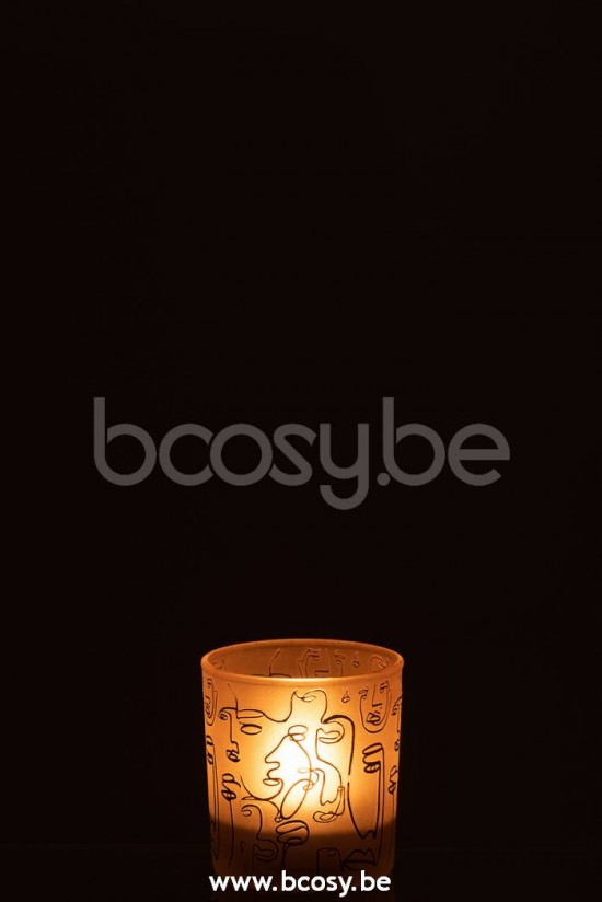 photophores Jolipa J Line Jline Photophore Happy Faces Verre Beige Small