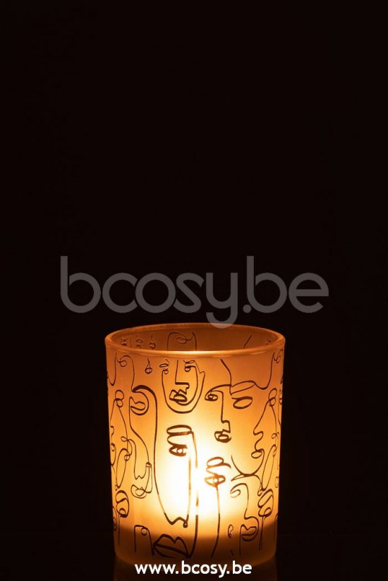 photophores Jolipa J Line Jline Photophore Happy Faces Verre Beige Medium