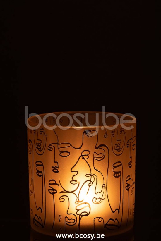 photophores Jolipa J Line Jline Photophore Happy Faces Verre Beige Large