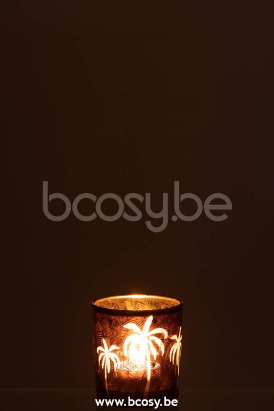 photophores Jolipa J Line Jline Photophore Feuilles De Palmier Verre Marron Small