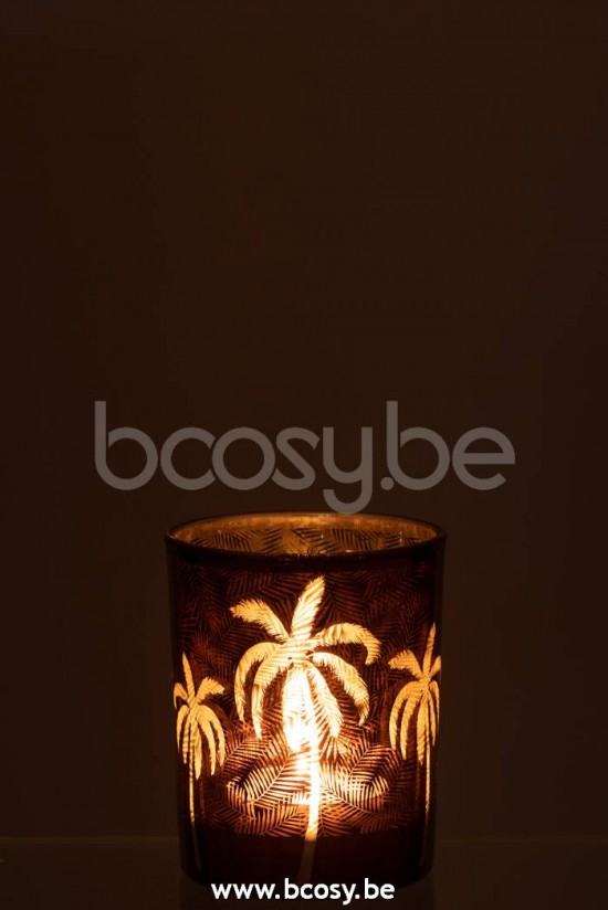 photophores Jolipa J Line Jline Photophore Feuilles De Palmier Verre Marron Medium