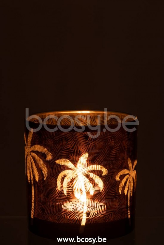 photophores Jolipa J Line Jline Photophore Feuilles De Palmier Verre Marron Large