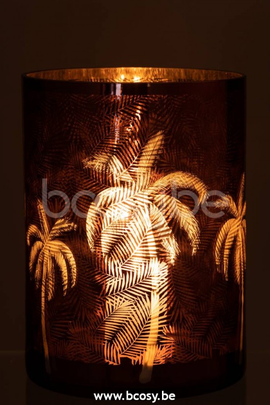 photophores Jolipa J Line Jline Photophore Feuilles De Palmier Verre Marron Extra Large